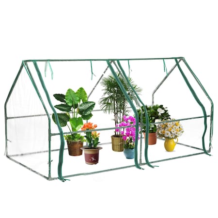 Gardenised Green Outdoor Waterproof Portable Plant Greenhouse with 2 Clear Zippered Windows, Medium QI004029.M